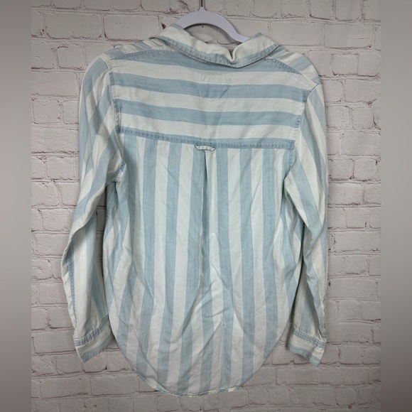 Rails Women's Blue White Uli Block Stripe‎ LS popover lyocell  shirt sz XS READ - Picture 7 of 7